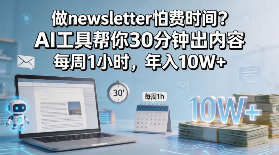 做newsletter怕费时间？AI工具帮你30分钟出内容，每周1小时，年入10W+！【原创双语字幕】-心思维创富网_网上创业教程_网络创业项目