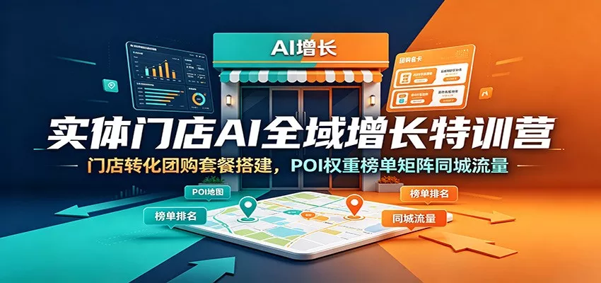 实体门店AI全域增长特训营：门店转化团购套餐搭建，POI权重榜单矩阵同城流量-心思维创富网_网上创业教程_网络创业项目