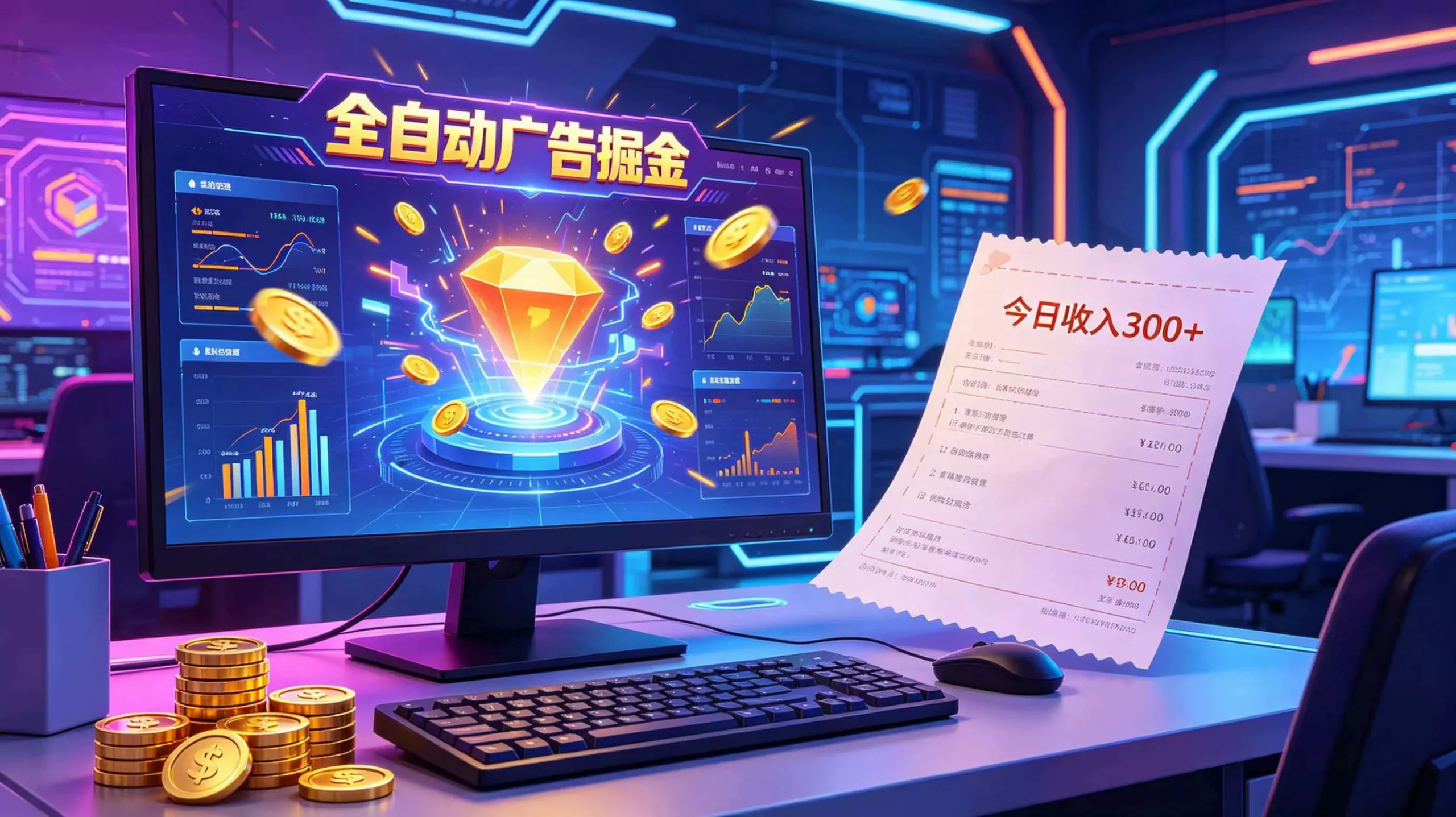 全自动广告掘金，日入300+。全程Ai自动化运行，解放双手，时间自由。收益稳定-心思维创富网_网上创业教程_网络创业项目