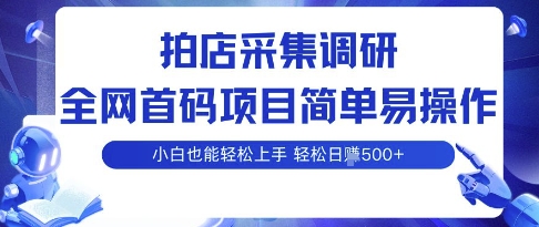 拍店采集调研，全网首码项目，简单易操作， 小白也能轻松上手，多账号操作，轻松日入5张【揭秘】-心思维创富网_网上创业教程_网络创业项目