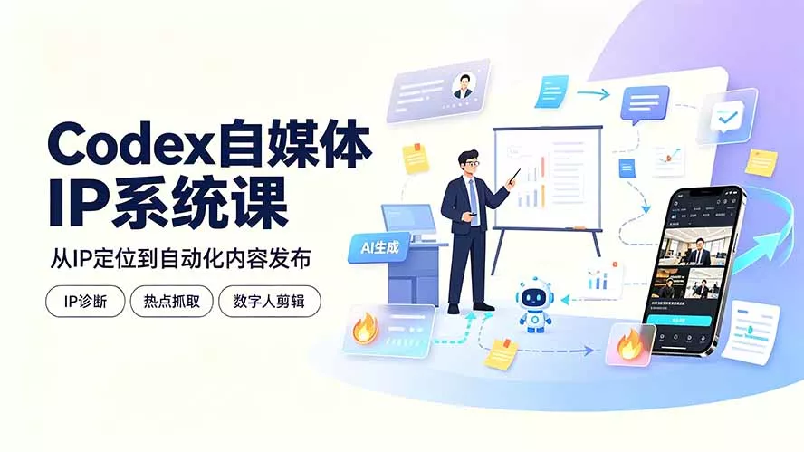 Codex自媒体IP系统课：IP诊断/热点抓取/IP蒸馏 Skill，爆款复刻数字人多平台自动发布教程-心思维创富网_网上创业教程_网络创业项目