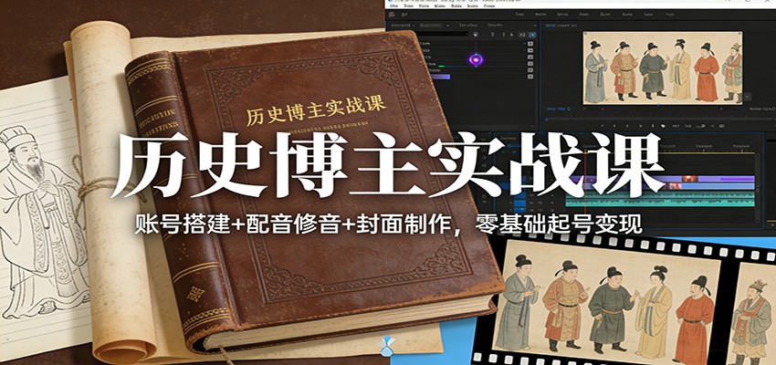 历史博主实战课：账号搭建+配音修音+封面制作，零基础起号变现-心思维创富网_网上创业教程_网络创业项目