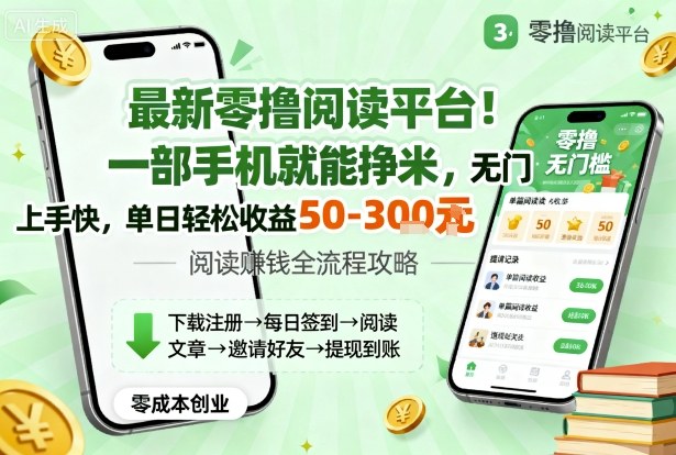 最新零撸阅读平台！一部手机就能挣米，无门槛上手快，单日轻松收益50-3张【揭秘】-心思维创富网_网上创业教程_网络创业项目