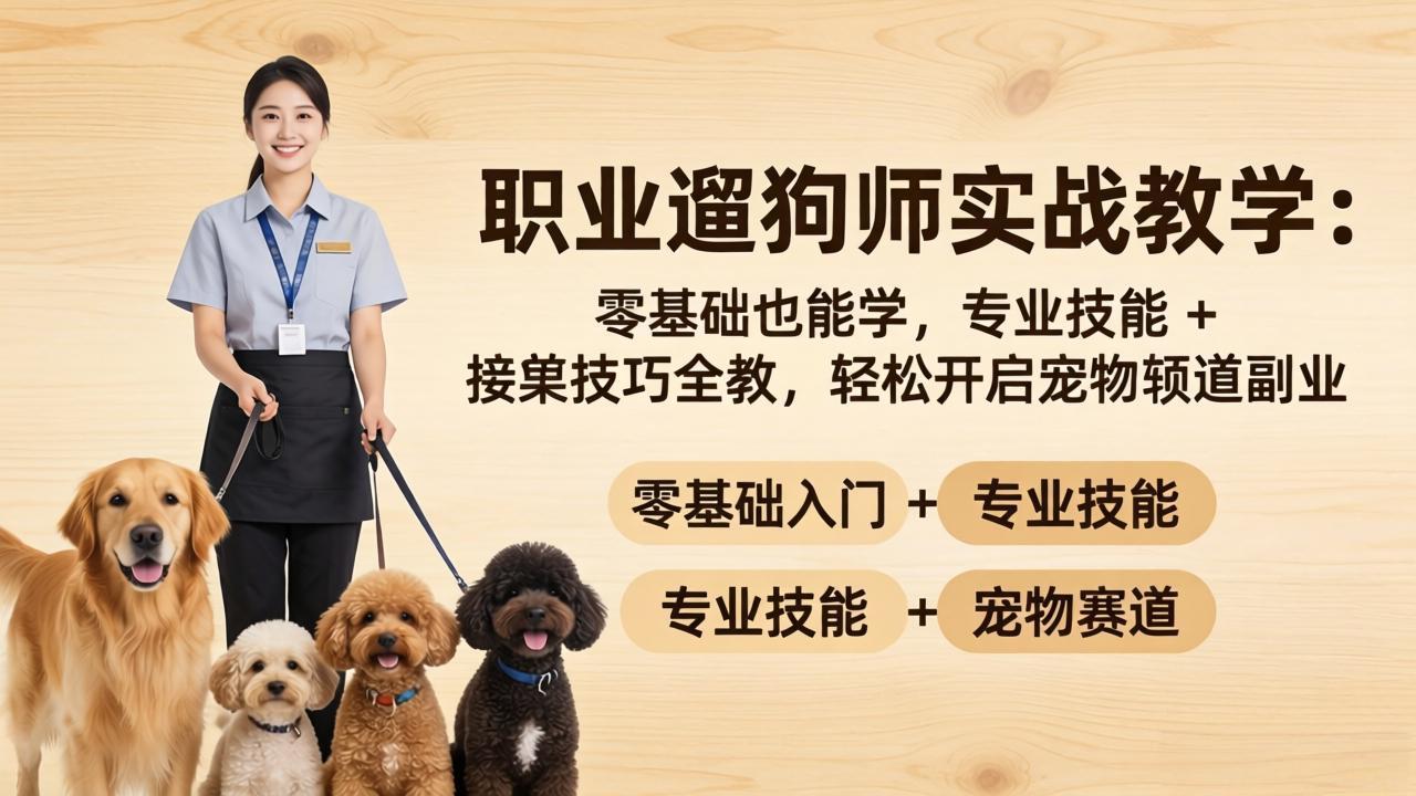 职业遛狗师实战教学：零基础也能学，专业技能 + 接单技巧全教，轻松开启宠物赛道副业-心思维创富网_网上创业教程_网络创业项目