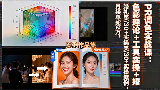 PR调色实战课：色彩理论+工具实操+婚礼医美/30+实操案例，月接单超2万-心思维创富网_网上创业教程_网络创业项目