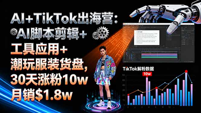 AI+TikTok出海营:AI脚本剪辑+工具应用+潮玩服装货盘,30天涨粉10w月销$1.8w-心思维创富网_网上创业教程_网络创业项目