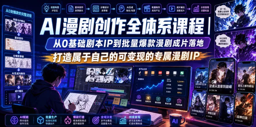 AI漫剧创作全体系课程｜从0基础剧本IP到批量爆款漫剧成片落地，打造属于自己的可变现的专属漫剧IP-心思维创富网_网上创业教程_网络创业项目