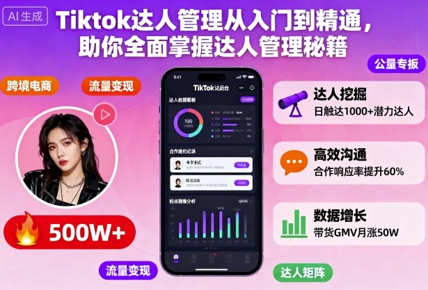 Tiktok达人管理从入门到精通，助你全面掌握达人管理秘籍-心思维创富网_网上创业教程_网络创业项目