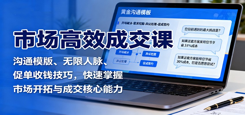 市场高效成交课：沟通模版、无限人脉、促单收钱技巧，快速掌握市场开拓与成交核心能力-心思维创富网_网上创业教程_网络创业项目
