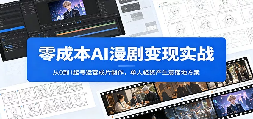 零成本AI漫剧变现实战：从0到1起号运营成片制作，单人轻资产生意落地方案-心思维创富网_网上创业教程_网络创业项目