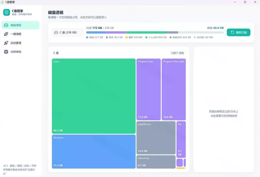 Windows超轻量的C盘管家！超级有特点，支持磁盘分析及清理提醒，2M大小体积，完全免费C盘管家-心思维创富网_网上创业教程_网络创业项目