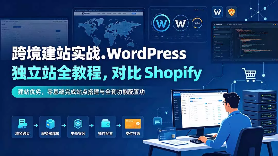 跨境建站实战：WordPress 独立站全教程，对比 Shopify 建站优劣，零基础完成站点搭建与全套功能配置-心思维创富网_网上创业教程_网络创业项目