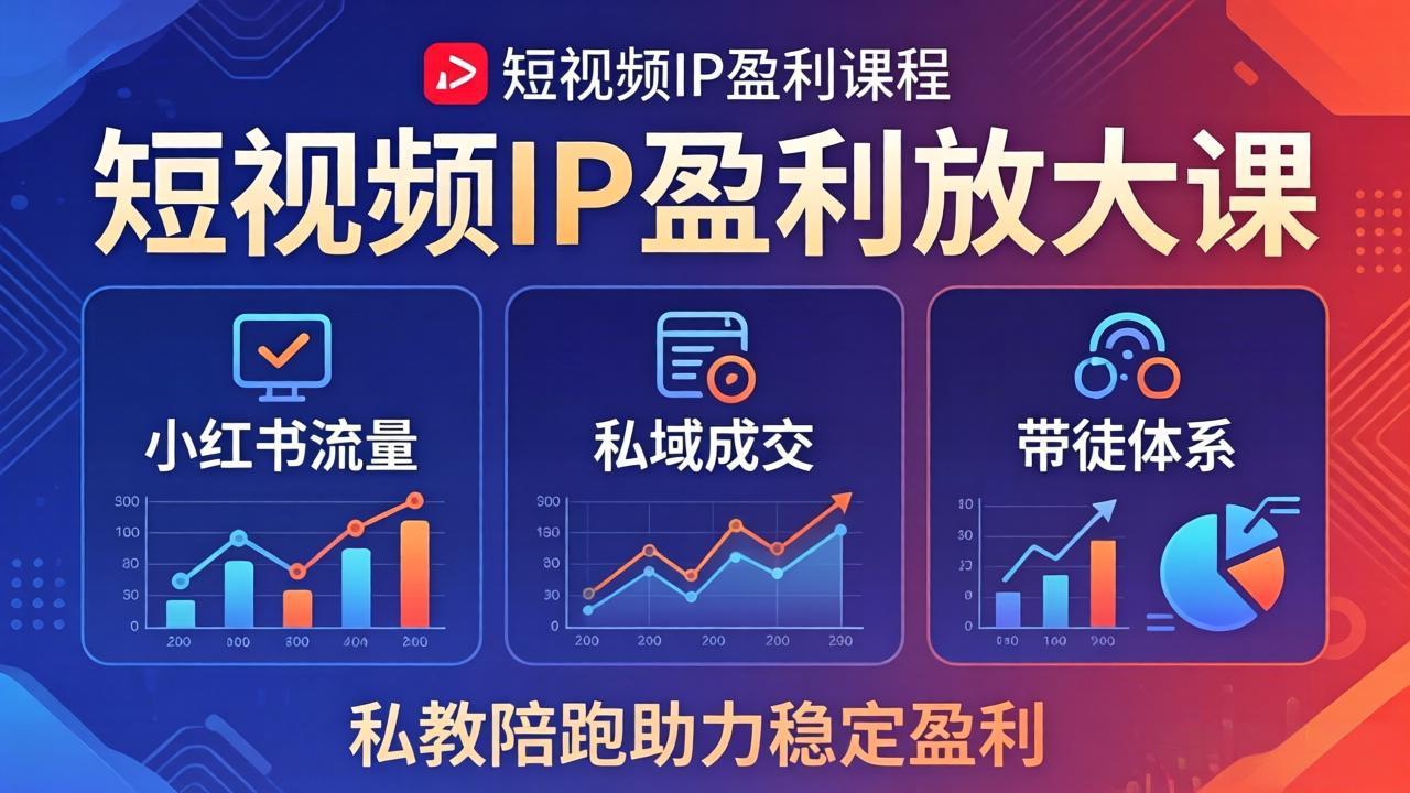 短视频IP盈利放大课：小红书流量+私域成交+带徒体系，私教陪跑助力稳定盈利-心思维创富网_网上创业教程_网络创业项目