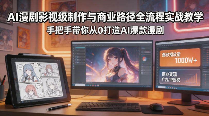 AI漫剧影视级制作与商业路径全流程实战教学，手带你从0打造AI爆款漫剧-心思维创富网_网上创业教程_网络创业项目