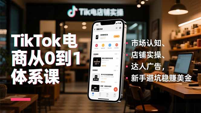 TikTok电商从0到1体系课，市场认知、店铺实操、达人广告，新手避坑稳赚美金-心思维创富网_网上创业教程_网络创业项目