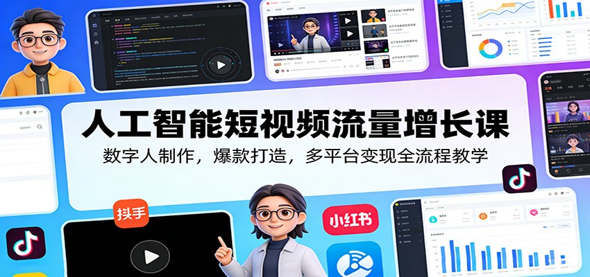 人工智能短视频流量增长课：数字人制作，爆款打造，多平台变现全流程教学-心思维创富网_网上创业教程_网络创业项目