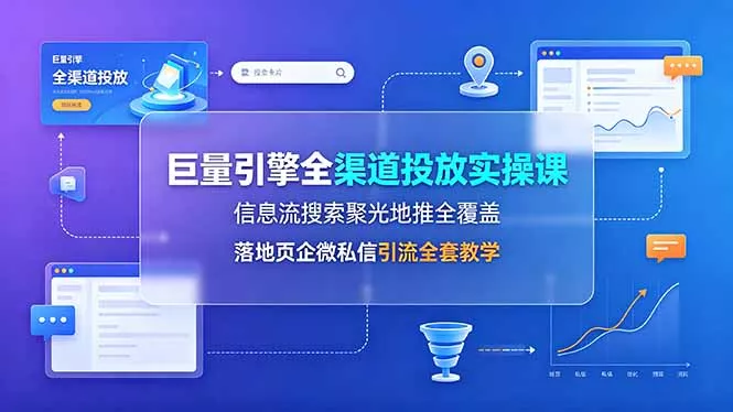 巨量引擎全渠道投放实操课，信息流搜索聚光地推全覆盖，落地页企微私信引流全套教学-心思维创富网_网上创业教程_网络创业项目