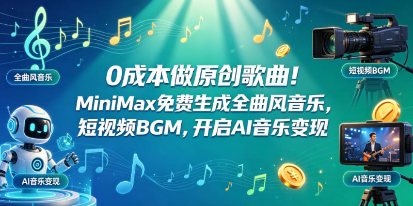 0成本做原创歌曲！MiniMax免费生成全曲风音乐，短视频BGM，开启AI音乐变现-心思维创富网_网上创业教程_网络创业项目