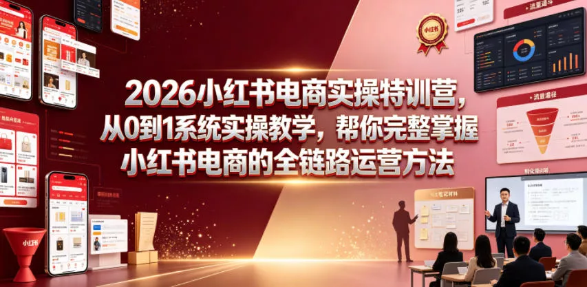 2026小红书电商实操特训营，从0到1系统实操教学，帮你完整掌握小红书电商的全链路运营方法-心思维创富网_网上创业教程_网络创业项目