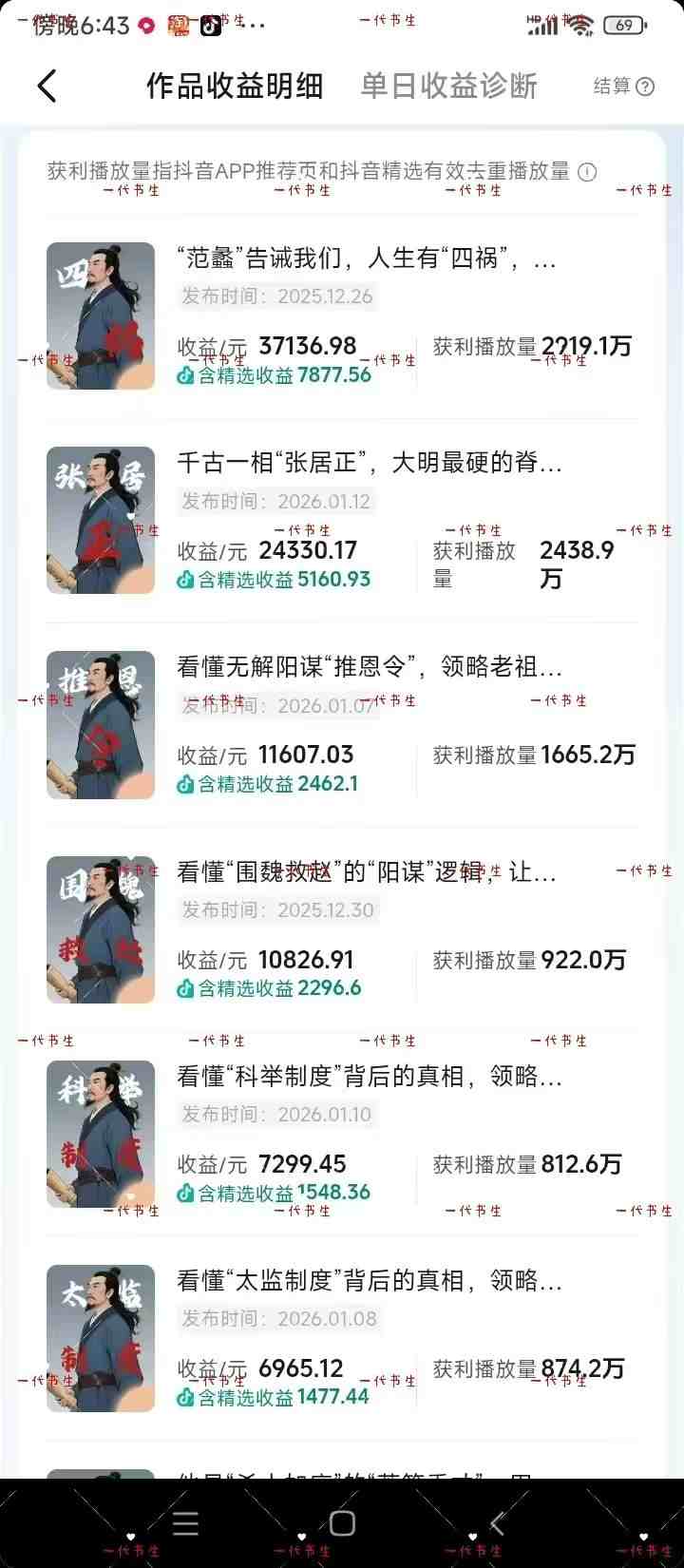 抖音300w粉丝博主的政史类科普视频教学，有大流量扶持，拿伙伴伙伴+精选独家双份收益-心思维创富网_网上创业教程_网络创业项目