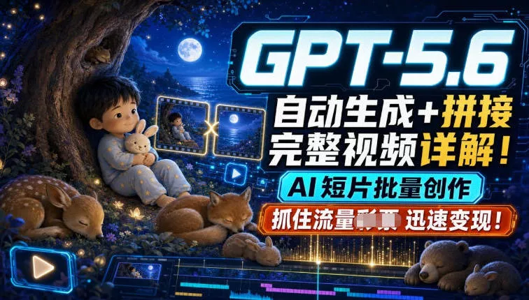 GPT-5.6自动生成＋拼接完整视频详解，AI短片批量创作，抓住流量迅速变现！-心思维创富网_网上创业教程_网络创业项目
