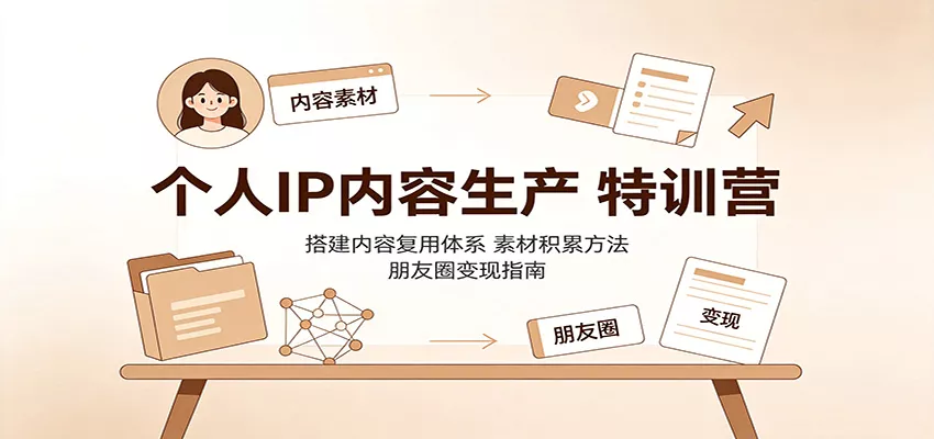 个人IP内容生产特训营：搭建内容复用体系，素材积累方法，朋友圈变现指南-心思维创富网_网上创业教程_网络创业项目