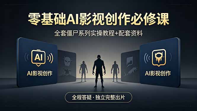 零基础AI影视创作必修课，全套僵尸系列实操教程加配套资料，全程答疑带你独立完整出片-心思维创富网_网上创业教程_网络创业项目