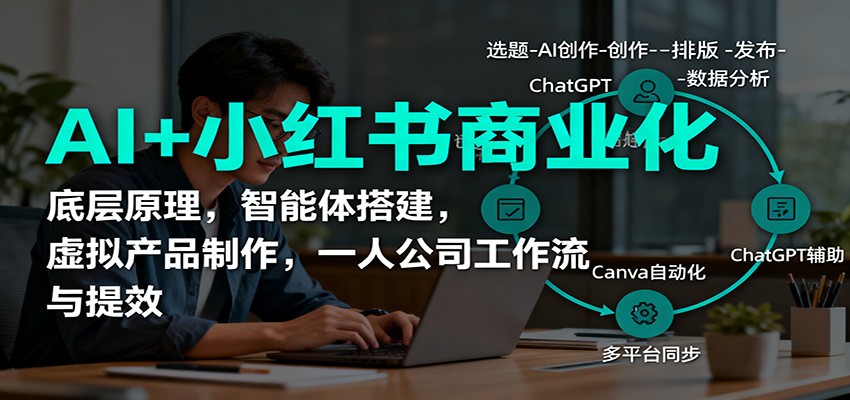 AI+小红书商业化，底层原理，智能体搭建，虚拟产品制作，一人公司工作流与提效-心思维创富网_网上创业教程_网络创业项目