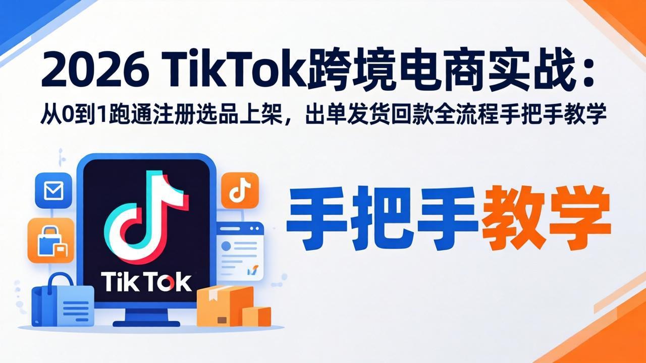 2026TikTok跨境电商实战：从0到1跑通注册选品上架，出单发货回款全流程手把手教学-心思维创富网_网上创业教程_网络创业项目