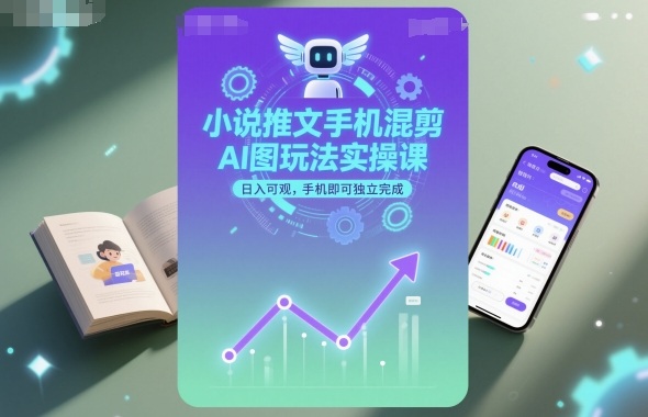 小说推文手机混剪AI图玩法实操课，日入可观，手机即可独立完成-心思维创富网_网上创业教程_网络创业项目