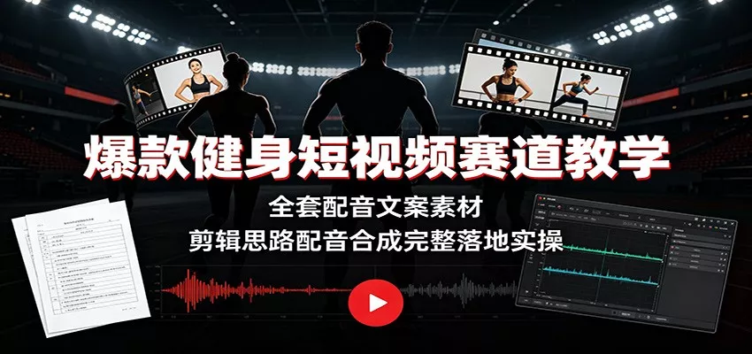 爆款健身短视频赛道教学：全套配音文案素材，剪辑思路配音合成完整落地实操-心思维创富网_网上创业教程_网络创业项目
