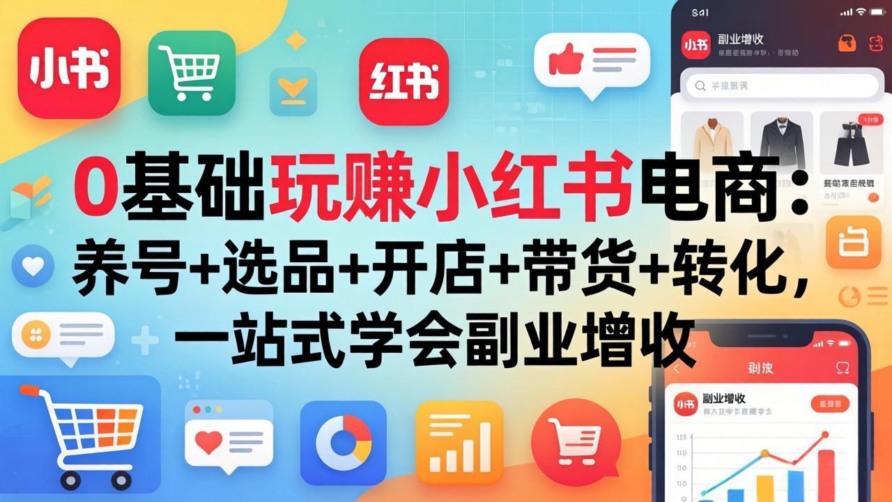 0基础玩赚小红书电商：养号+选品+开店+带货+转化，一站式学会副业增收-心思维创富网_网上创业教程_网络创业项目