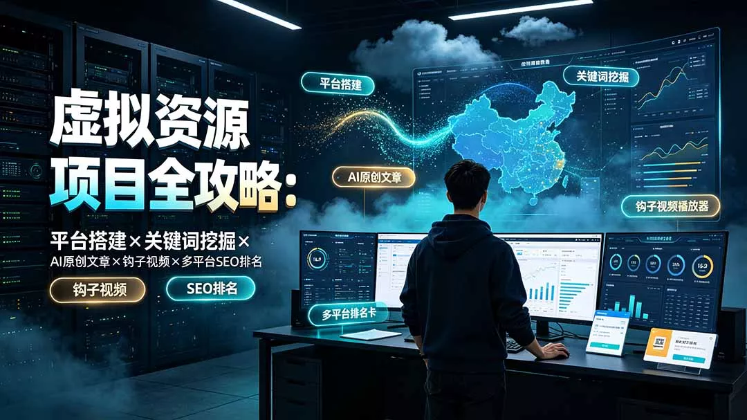 虚拟资源项目全攻略：平台搭建×关键词挖掘×AI原创文章×钩子视频×多平台SEO排名-心思维创富网_网上创业教程_网络创业项目