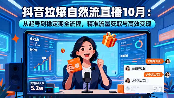 抖音拉爆自然流直播10月：从起号到稳定期全流程，精准流量获取与高效变现-心思维创富网_网上创业教程_网络创业项目