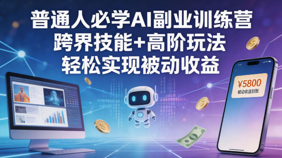 普通人必学AI副业训练营跨界技能+高阶玩法轻松实现被动收益-心思维创富网_网上创业教程_网络创业项目
