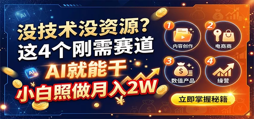 没技术没资源？这4个刚需赛道，AI就能干，小白照做月入2W-心思维创富网_网上创业教程_网络创业项目