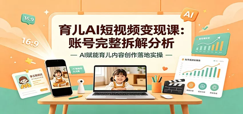 育儿AI短视频变现课：账号完整拆解分析，AI赋能育儿内容创作落地实操-心思维创富网_网上创业教程_网络创业项目