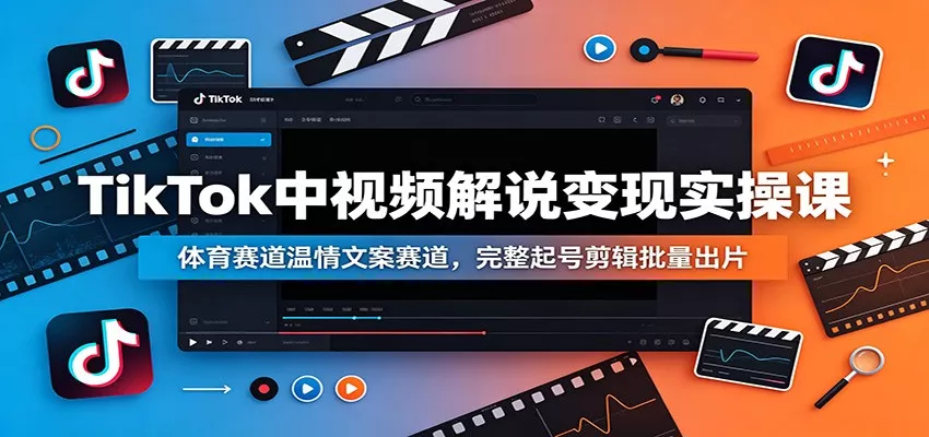TikTok中视频解说变现实操课：体育赛道温情文案赛道，完整起号剪辑批量出片-心思维创富网_网上创业教程_网络创业项目