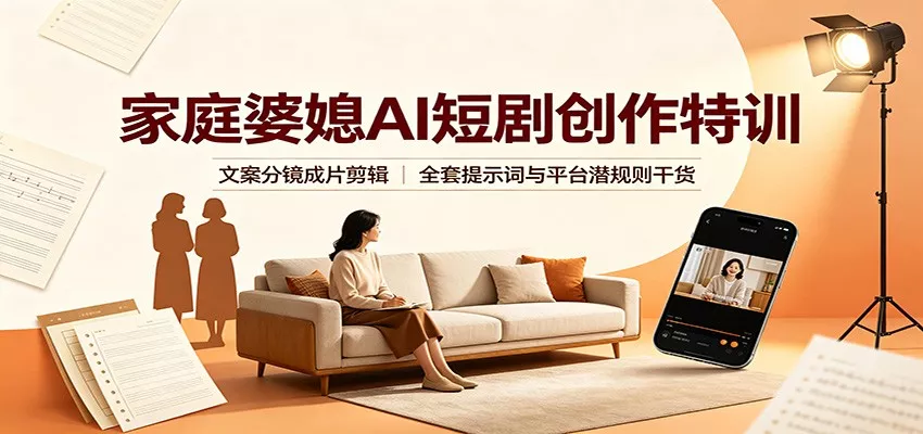 家庭婆媳AI短剧创作特训：文案分镜成片剪辑，全套提示词与平台潜规则干货-心思维创富网_网上创业教程_网络创业项目