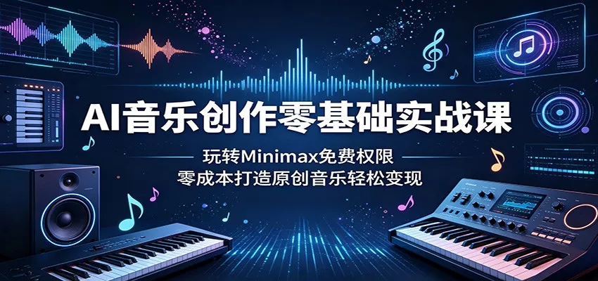 AI音乐创作零基础实战课：玩转Minimax免费权限，零成本打造原创音乐轻松变现-心思维创富网_网上创业教程_网络创业项目