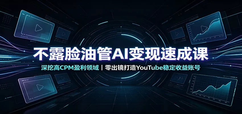 不露脸油管AI变现速成课：深挖高CPM盈利领域，零出镜打造YouTube稳定收益账号-心思维创富网_网上创业教程_网络创业项目