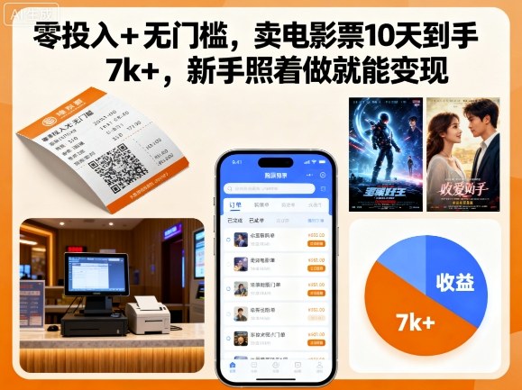 零投入+无门槛，卖电影票10天到手7k+，新手照着做就能变现【揭秘】-心思维创富网_网上创业教程_网络创业项目