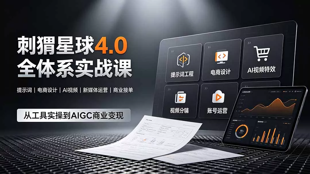 刺猬星球4.0全体系实战课，覆盖提示词工程、电商设计、AI视频特效与新媒体运营，一站式掌握AIGC商业核心技能-心思维创富网_网上创业教程_网络创业项目
