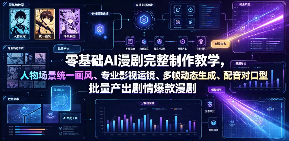 零基础AI漫剧完整制作教学，人物场景统一画风、专业影视运镜、多帧动态生成、配音对口型，批量产出剧情爆款漫剧-心思维创富网_网上创业教程_网络创业项目