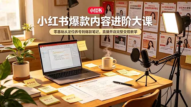 小红书爆款内容进阶大课，零基础从定位养号到爆款笔记，直播开店完整变现教学-心思维创富网_网上创业教程_网络创业项目