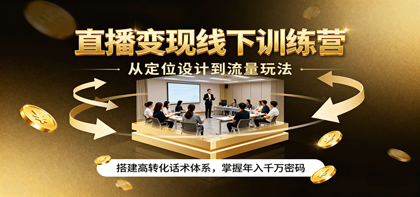 直播变现线下训练营，从定位设计到流量玩法，搭建高转化话术体系，掌握年入千万密码-心思维创富网_网上创业教程_网络创业项目