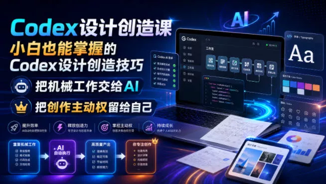 Codex设计创造课，小白也能掌握的Codex设计创造技巧，把机械工作交给AI，把创作主动权留给自己-心思维创富网_网上创业教程_网络创业项目