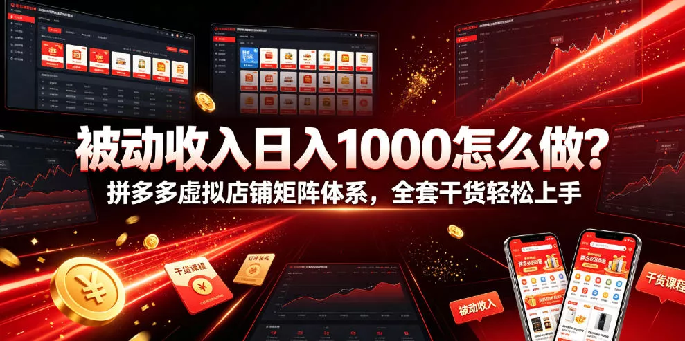 被动收入日入1000怎么做？拼多多虚拟店铺矩阵体系，全套干货轻松上手【揭秘】-心思维创富网_网上创业教程_网络创业项目