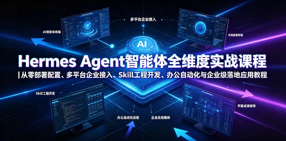 Hermes Agent智能体全维度实战课程｜从零部署配置、多平台企业接入、Skill工程开发、办公自动化与企业级落地应用教程-心思维创富网_网上创业教程_网络创业项目