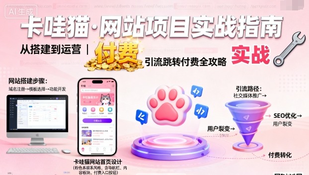 卡哇猫·网站项目，网站搭建与运营以及引流跳转付费-心思维创富网_网上创业教程_网络创业项目
